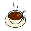 Pictograma de bebidas calientes. Figura de taza de café y en ella se ve humo saliendo de ella