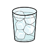 Pictograma de bebidas frías. Figura de baso con agua con hielos dentro de el